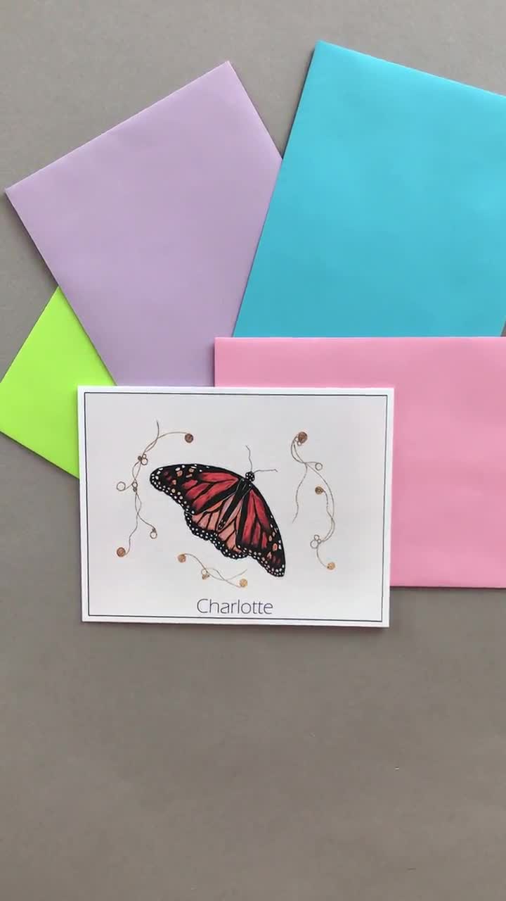 Folded Note Card Stationary For Women Monarch Butterfly Note Card ...