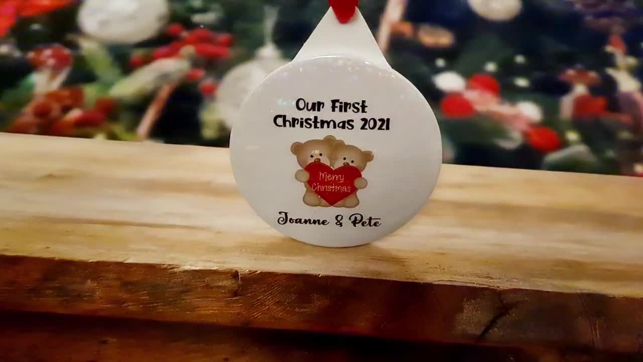 Husband Gif Custom 1st Xmas Gift for Her New Couples Gif Personalised Our First Christmas Married Bauble Him Wife Gift 2021 Newlywed