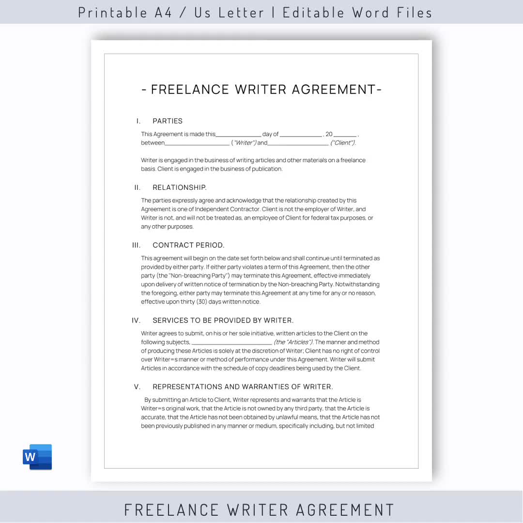 Freelance Writer Agreement Template