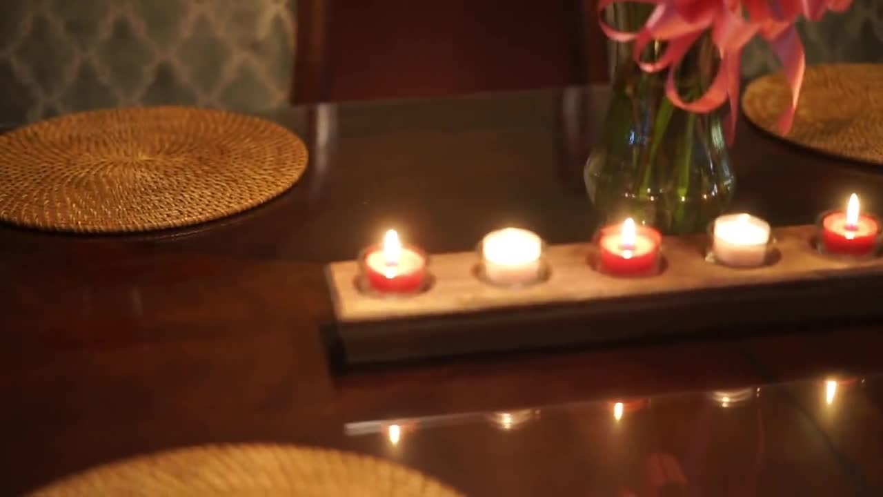 Is Reversible Solid Hardwood Long candle holder Holds 7 tea lights Great Mother\u2019s Day gift. With beautiful curved bevels