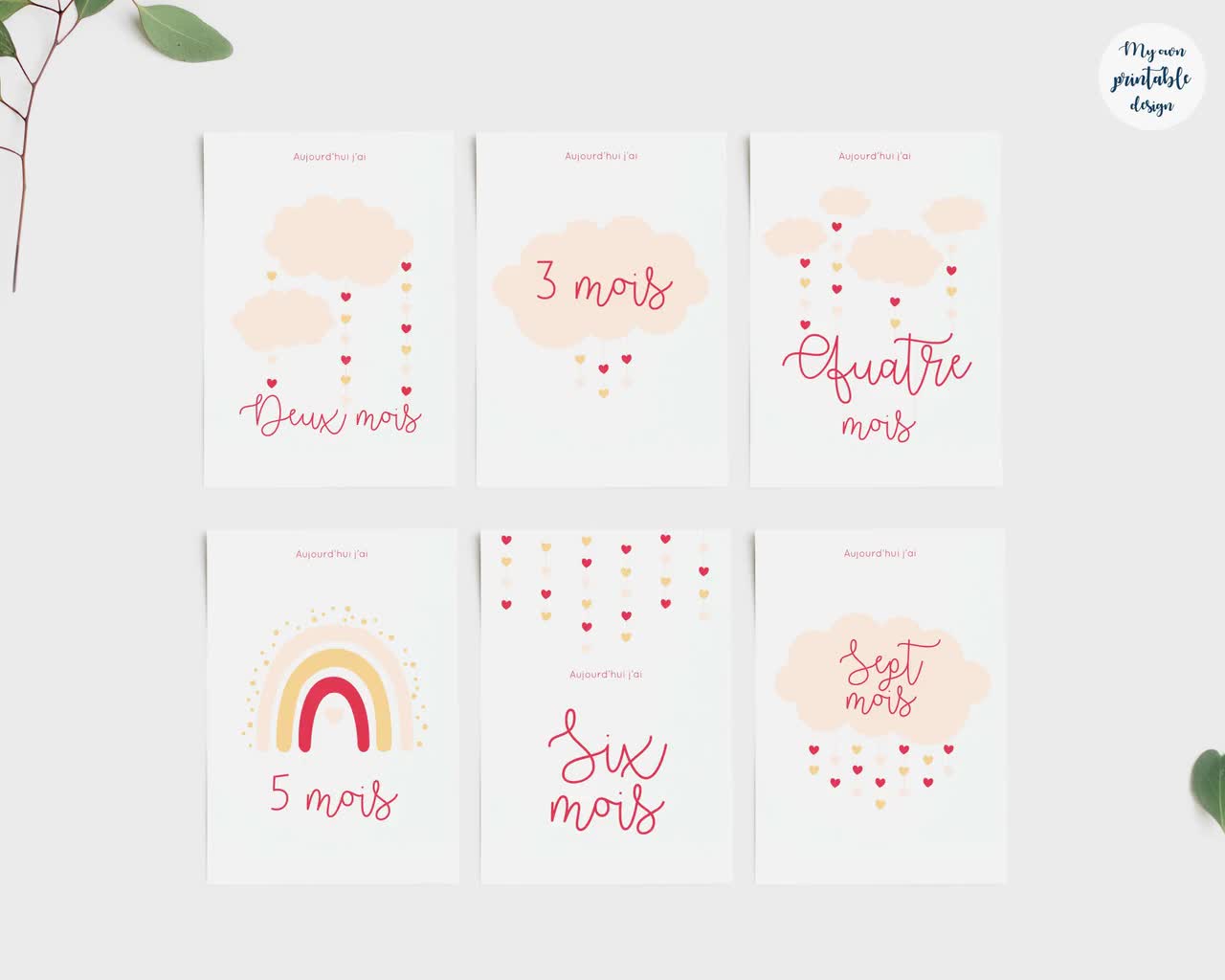 17 Cartes Etapes Bebe Fille A Imprimer Etsy