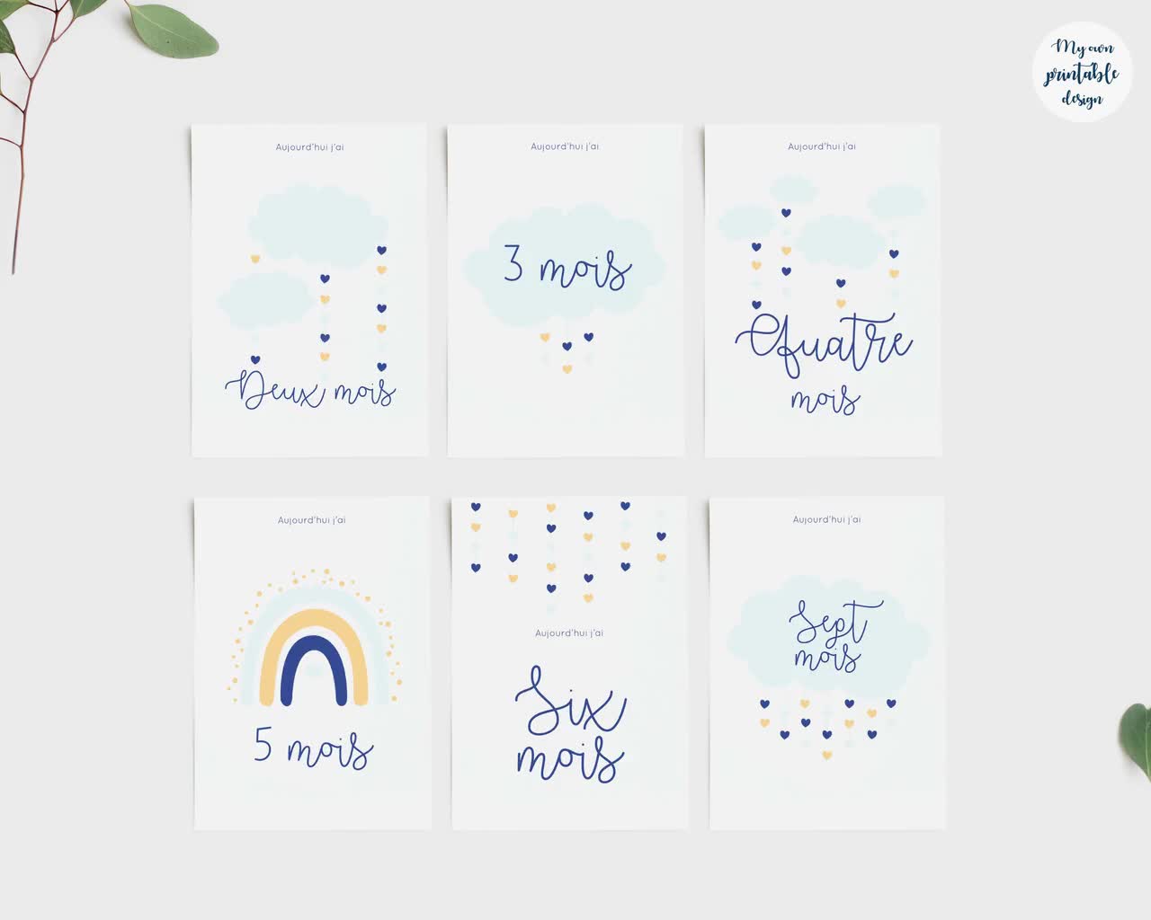 17 Cartes Etapes Bebe Garcon A Imprimer Etsy