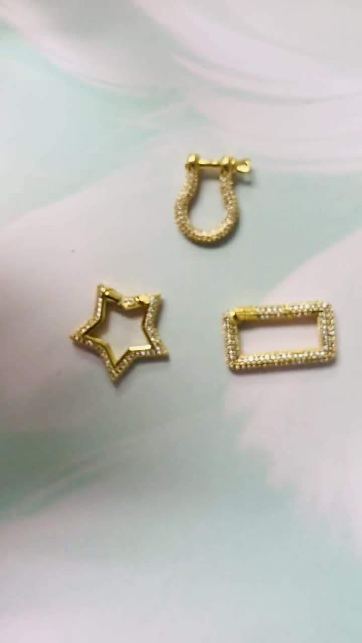 1pc Double Sided Star Push Gate Ring Clasp Gold Silver Color Option,1105,1106 Interlocking Clasp Pave Stas Clasps Celastial Clasp