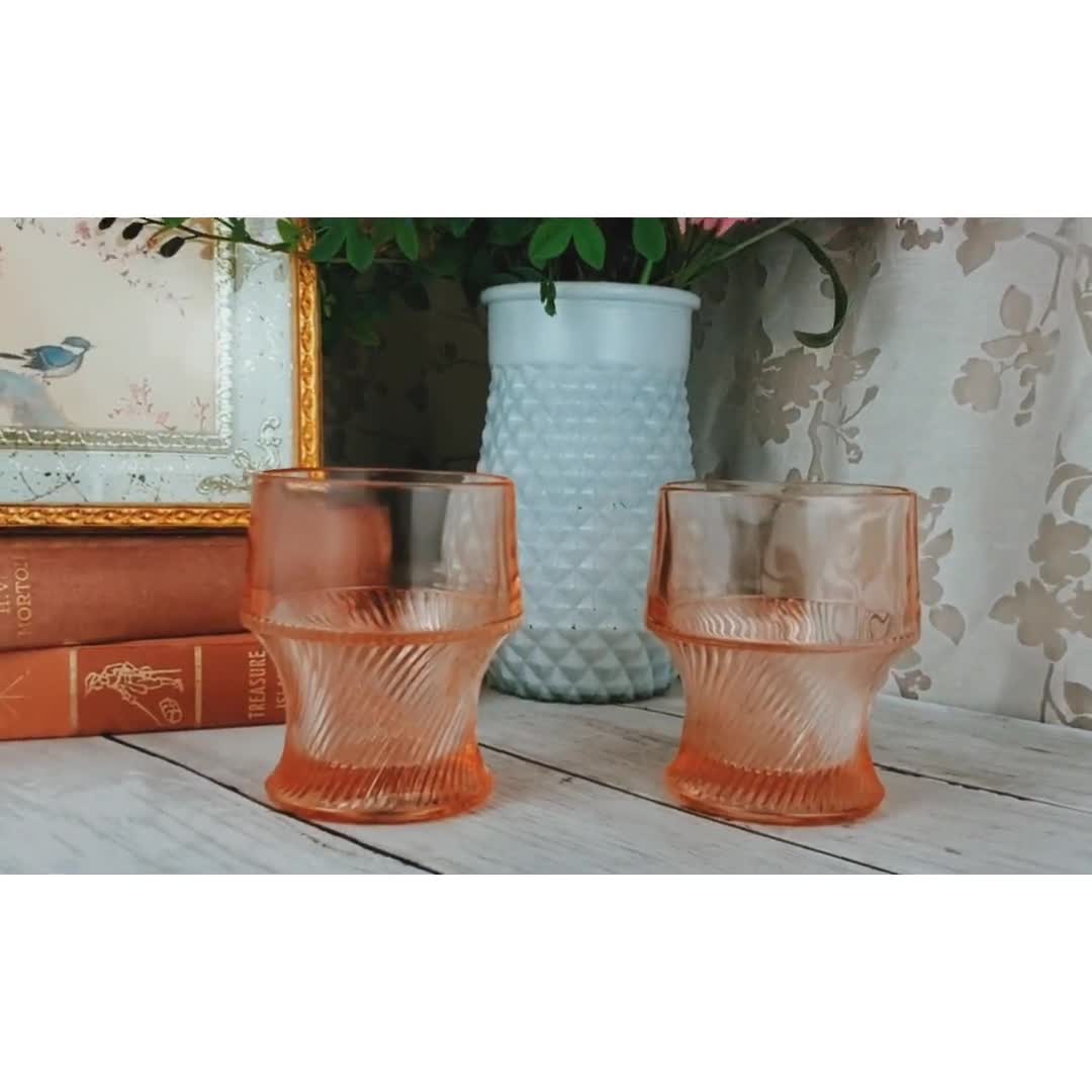 Pink Federal Glass Diana Low Tumblers Set of 2