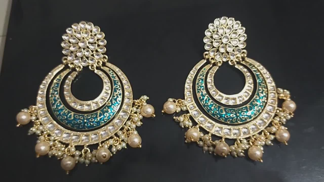 VINTAGE ethnique Boucles d'oreilles Indian Bollywood Traditionnel Mariage Multi Couleur Bijoux 