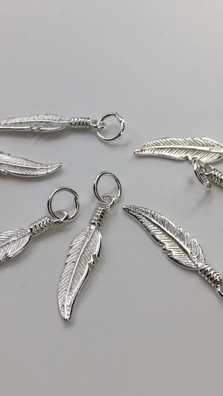 925 Sterling Silver Feather Charm, 925 Silver Feather Pendant, Dainty, Bird  Feather Charm, Bulk Buy Jewelry, Cute bracelet necklace Charm