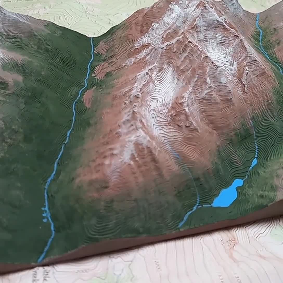 14er Map Maroon Bells Model 3D Printed Topo Map of Maroon Peaks