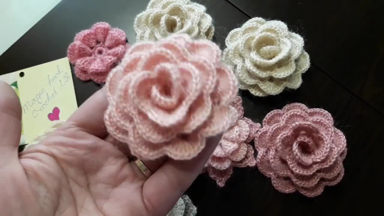 5" Handmade Crocheted Fleurs Acrylique Blanc 13 cm 