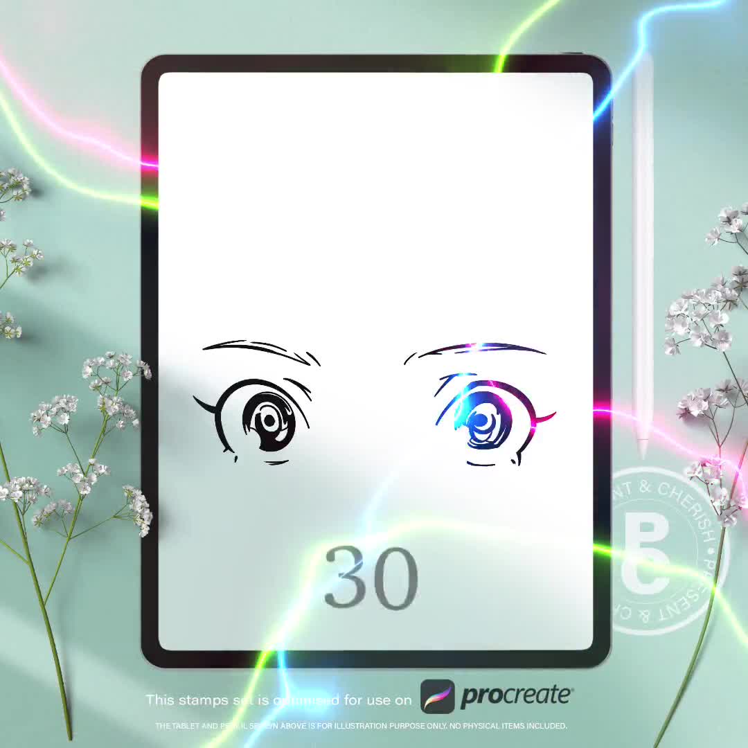 60 Procreate Eyes Stamp Brushes Collection Manga Anime Eyes Etsy Ireland