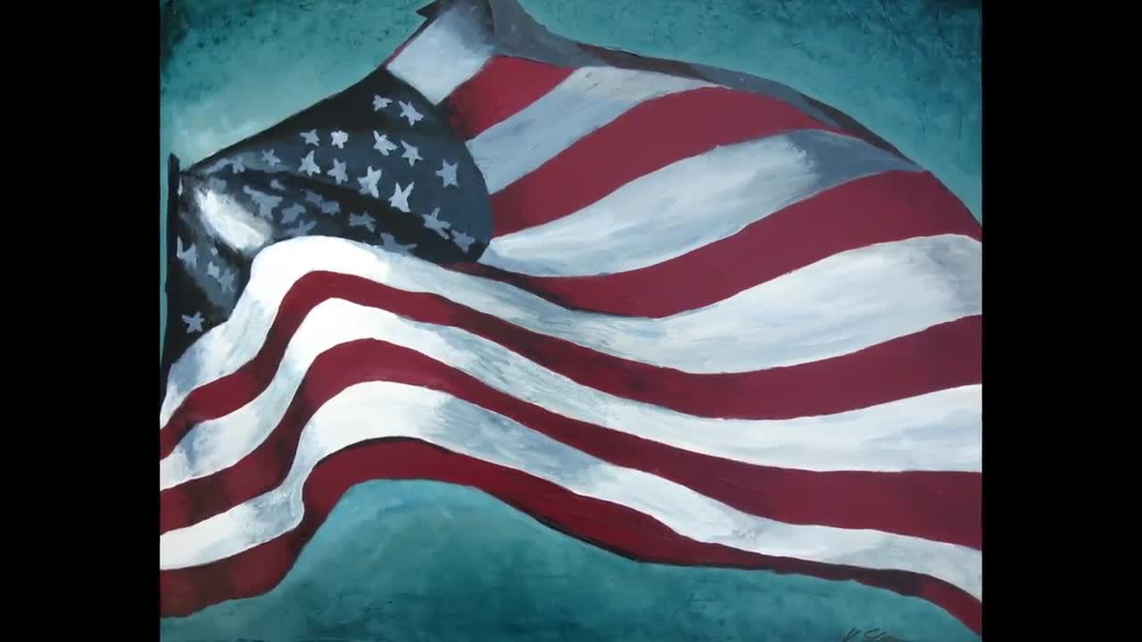 USA veteran United States Stars and Stripes American flag Old Glory- Original art watercolor illustration artwork wall art military