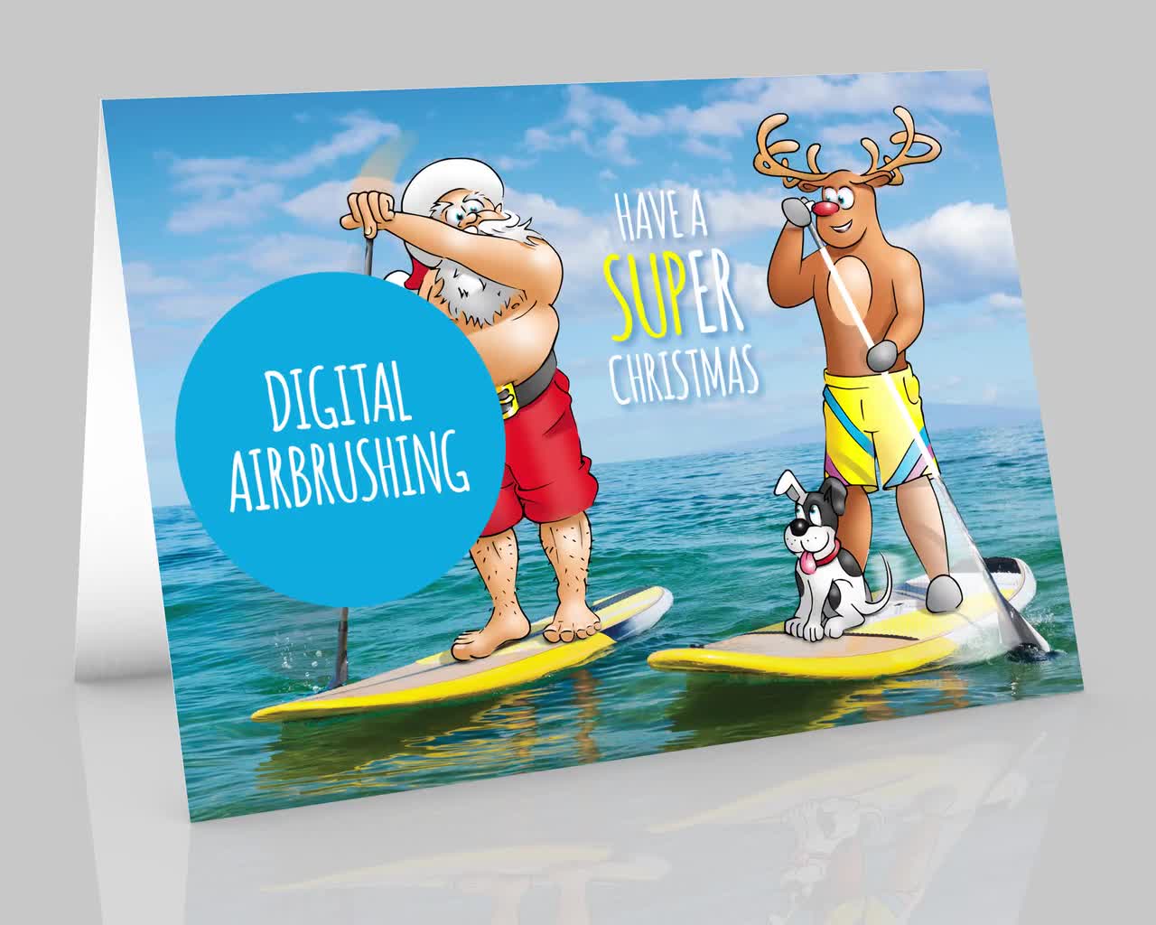 Sup Paddle Board Christmas Card 3 Card Pack Funny Etsy