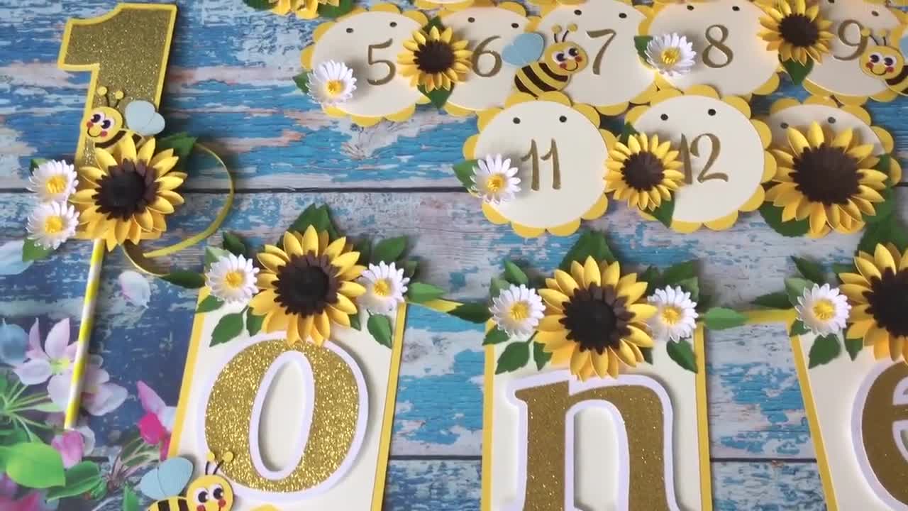 Bee one high chair banner sunflower high chair banner sweet as can bee theme floral high chair banner