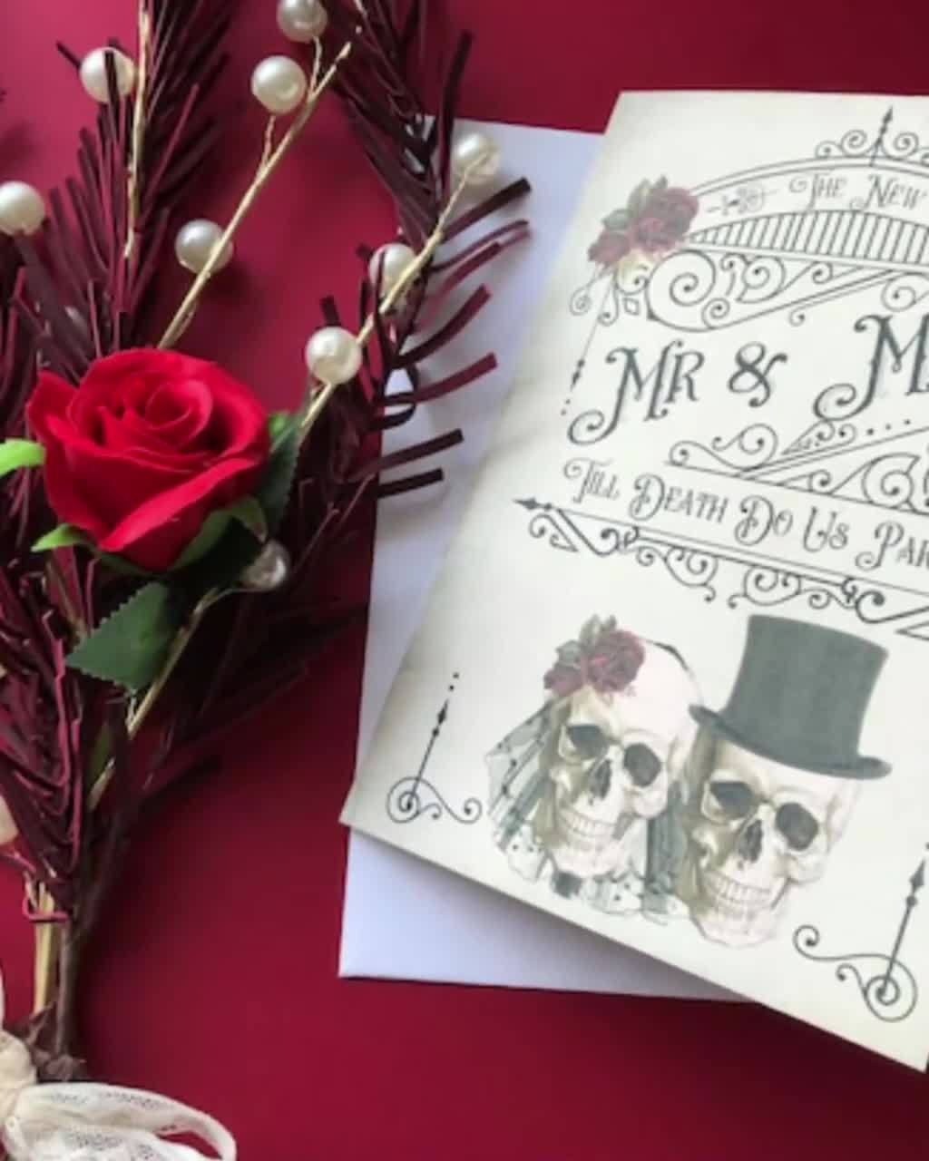Gothic Skull Wedding Card New Mr & Mrs Greeting Card Skull Bride Gothic Skull Wedding Card New Mr & Mrs Greeting Card Skull Bride